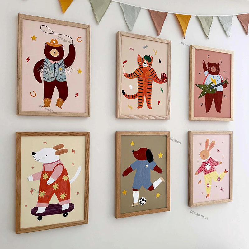 Baby Nursery Needs - Lustige Cartoon-Tier Kinderzimmer Wandkunst Leinwandbilder Bär
