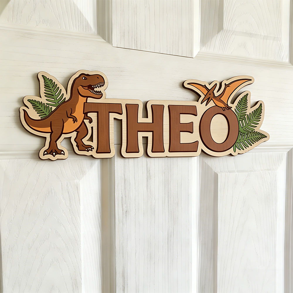 Baby Nursery Name Sign - Personalisiertes Dinosaurier-Namensschild für das geliebteste Baby,