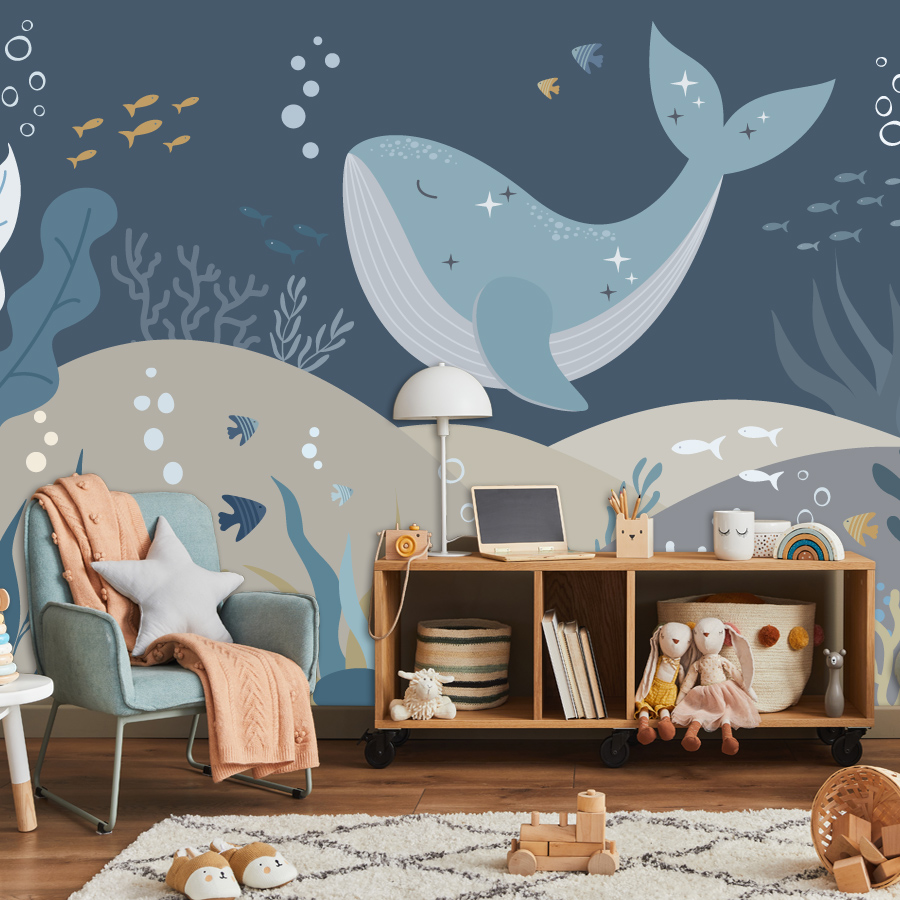 Baby Nursery Peel And Stick Wallpaper - 10+ Niedliche Cartoon-Wal-Tapeten für Schlafzimmer Ozean-Kinderzimmer-Wandbild