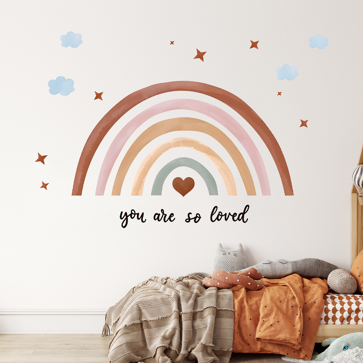 Baby Nursery Peel And Stick Wallpaper - Boho-Regenbogen-Wandaufkleber zum Abziehen und Aufkleben, Tapete