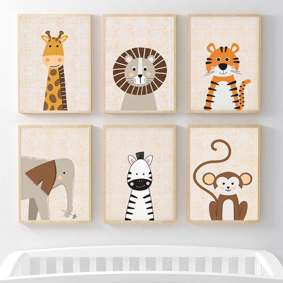 Baby Zebra Nursery - Löwe Giraffe Elefant Zebra Affe Kinderzimmer