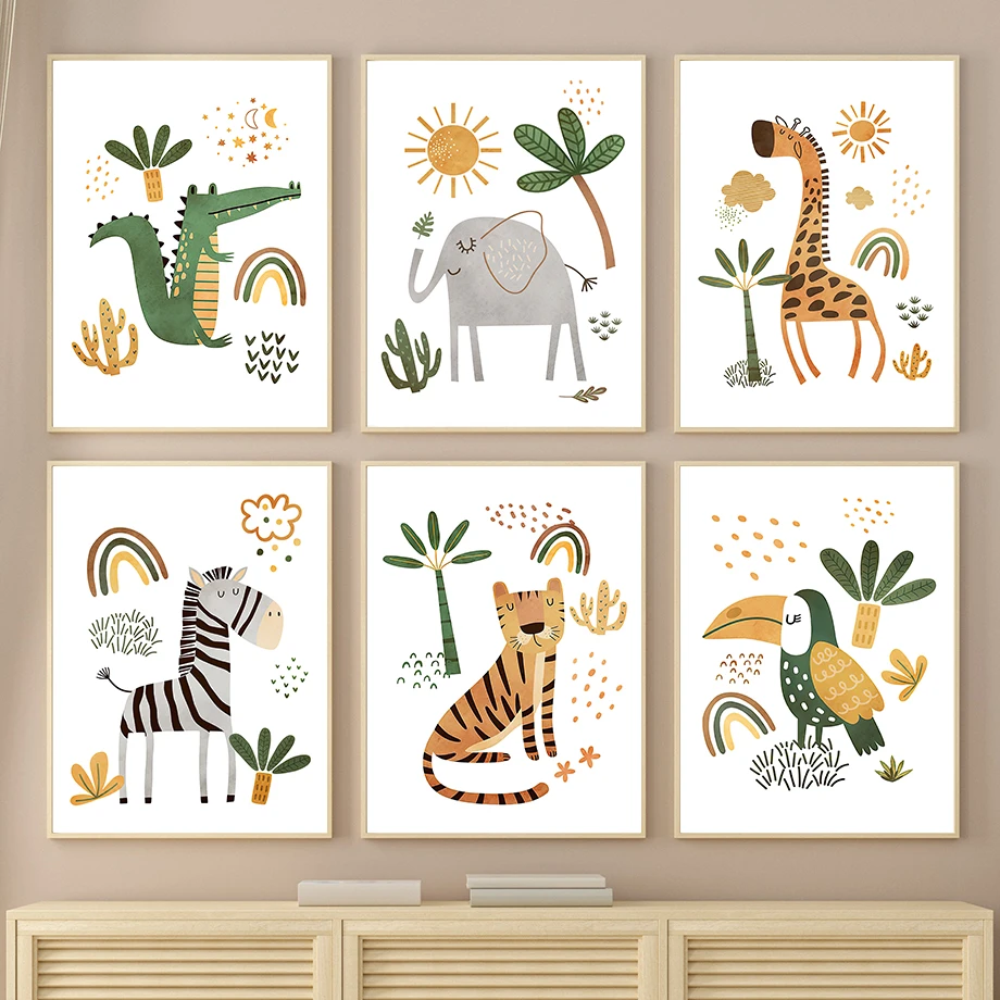 Baby Zebra Nursery - Giraffe Elefant Tiger Zebra Tukan Dschungel