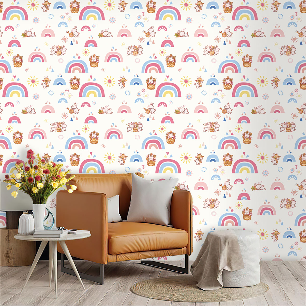 Baby Nursery Peel And Stick Wallpaper - Boho Rainbow Kinder-Tapete zum Aufkleben und