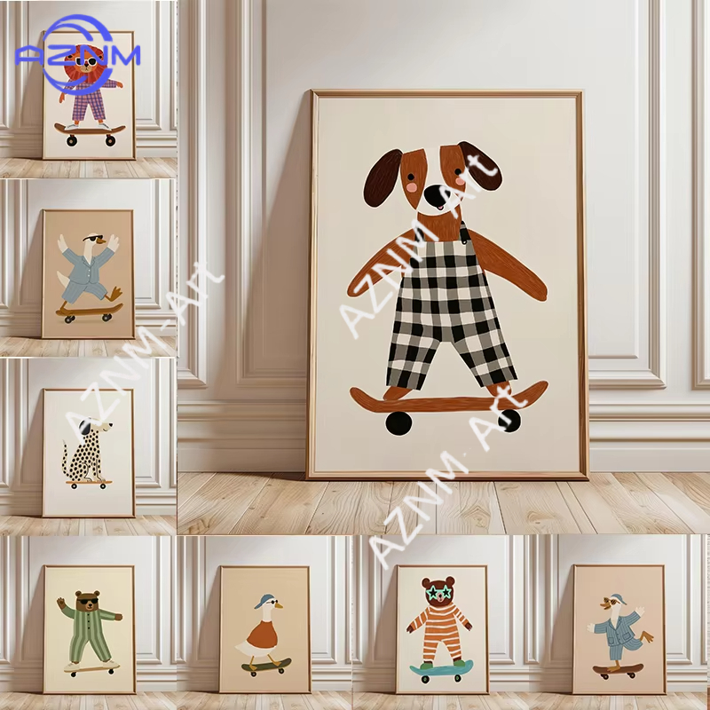 Baby Nursery Needs - 1 Stück Lustiges Tier-Skateboard-Poster Trendige Gans