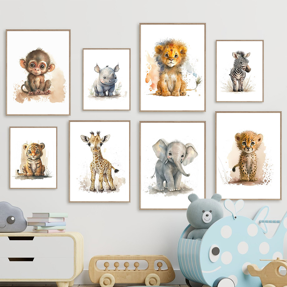 Baby Zebra Nursery - Tierwelt für Kinderzimmer: Löwe, Giraffe, Nashorn,