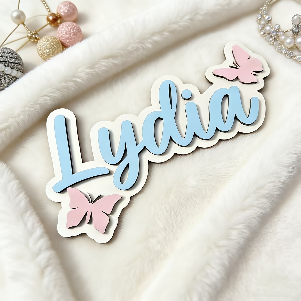 Personalisiertes blau-rosa Sch – Baby Nursery Name Sign Bewertung und Preis