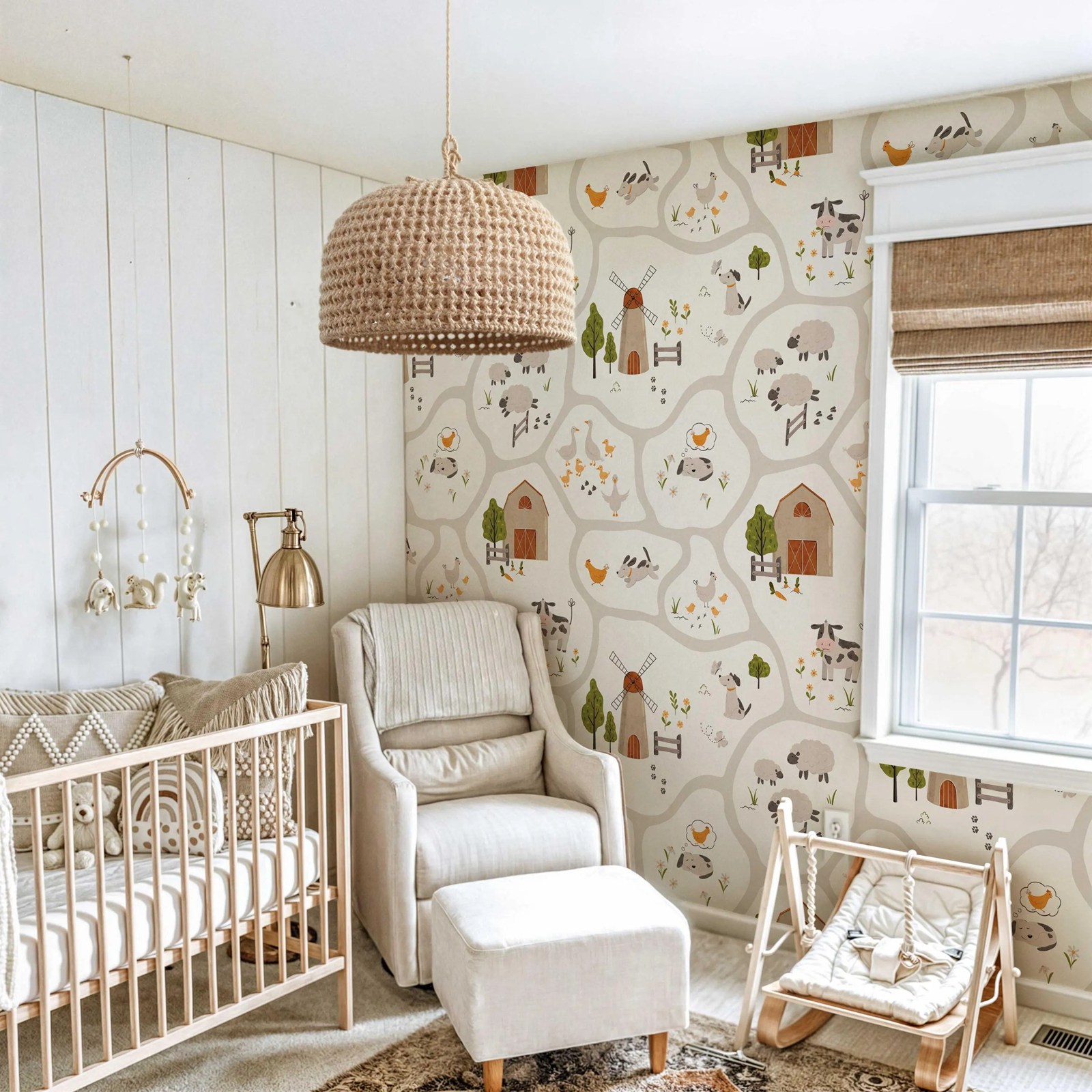 Niedliche Bauernhoftiere-Kinde – Baby Nursery Peel And Stick Wallpaper Bewertung und Preis