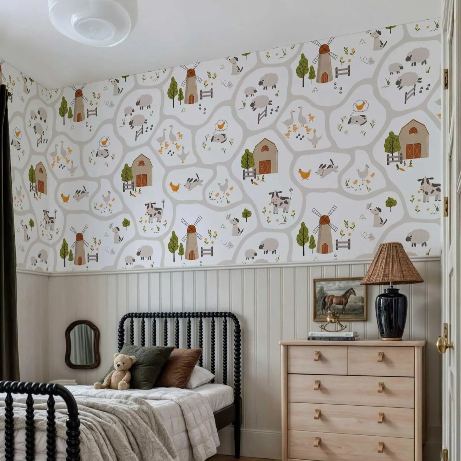 Niedliche Bauernhoftiere-Kinde – Baby Nursery Peel And Stick Wallpaper Bewertung und Preis