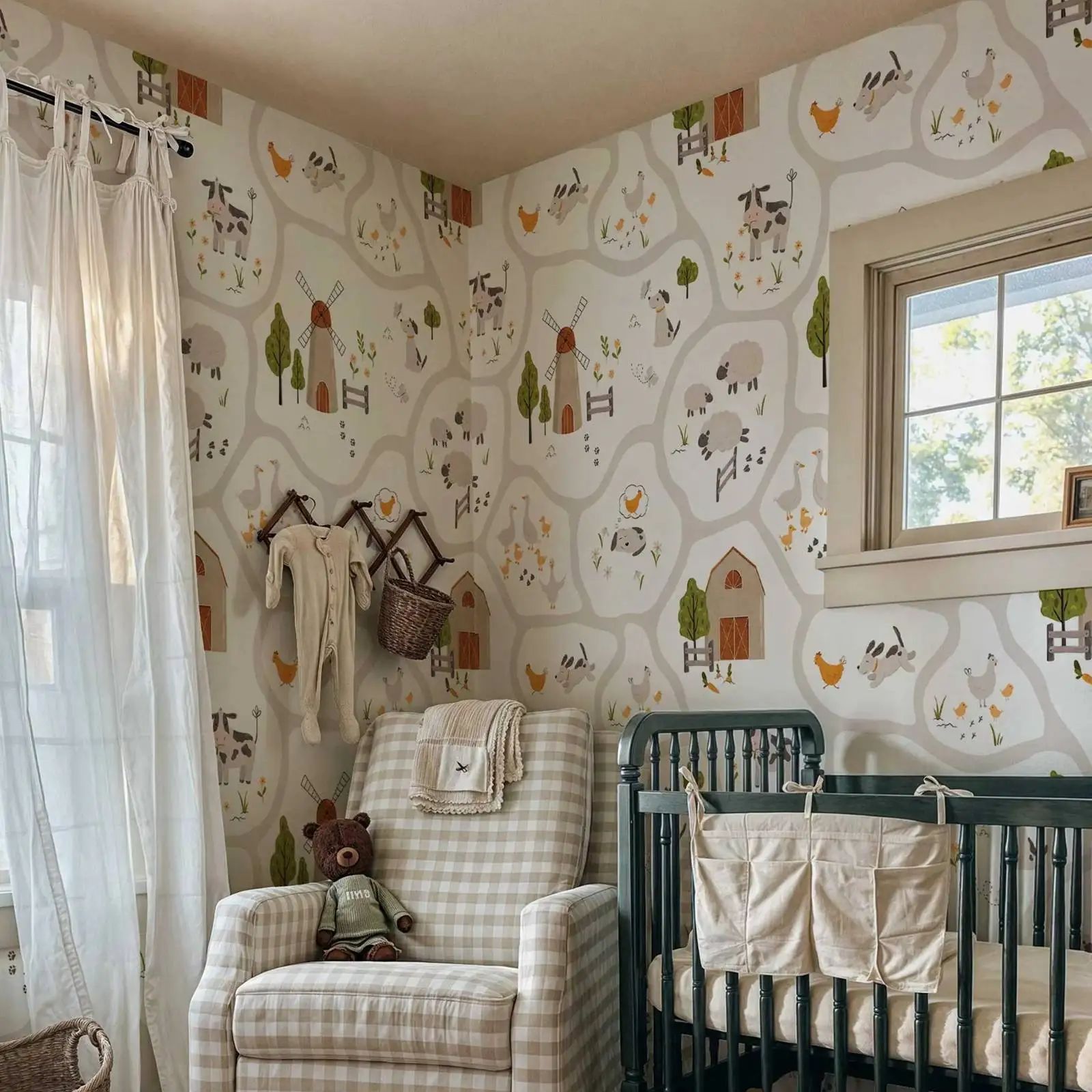 Niedliche Bauernhoftiere-Kinde – Baby Nursery Peel And Stick Wallpaper Bewertung und Preis
