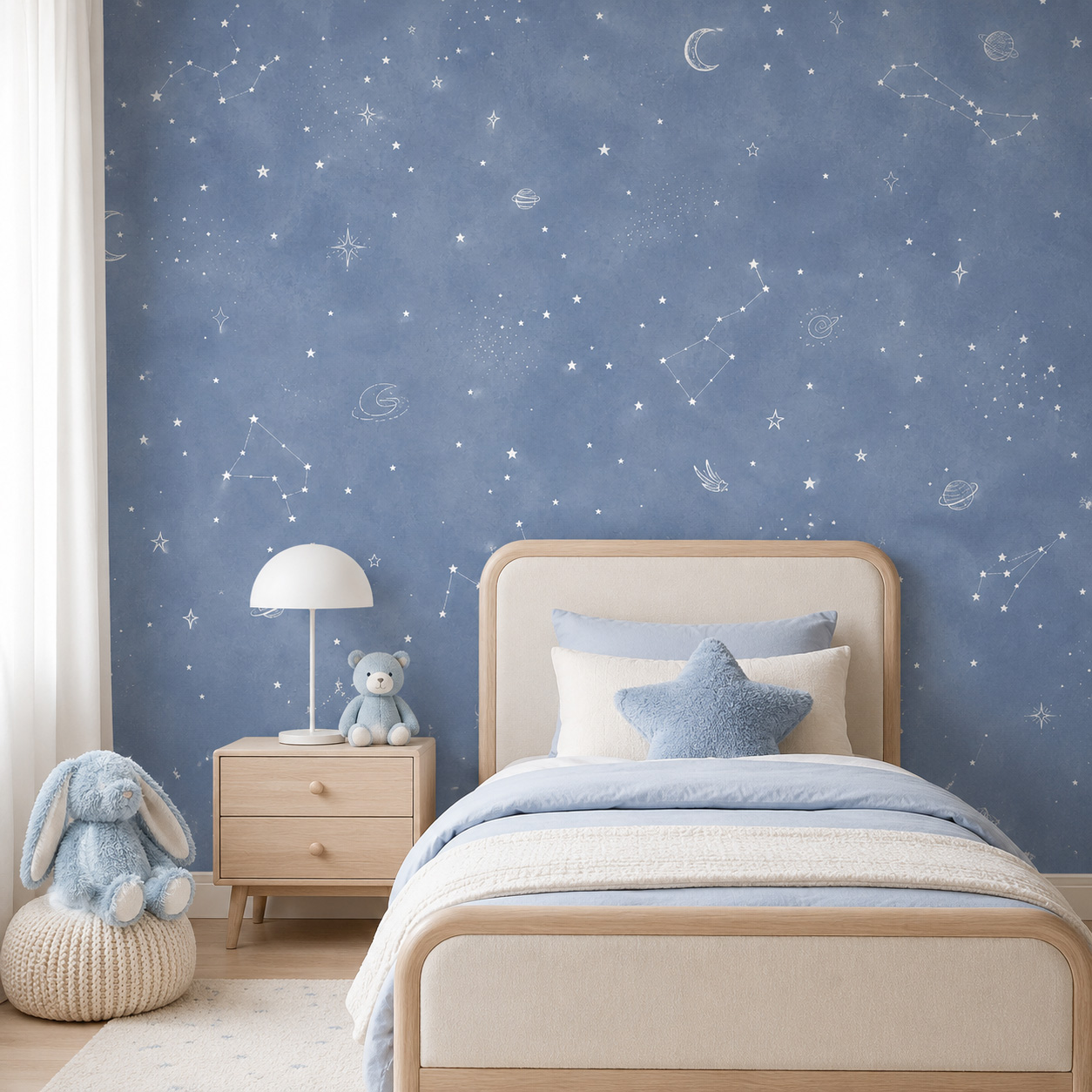 Blaue Sternenhimmel Selbstkleb – Baby Nursery Peel And Stick Wallpaper Bewertung und Preis