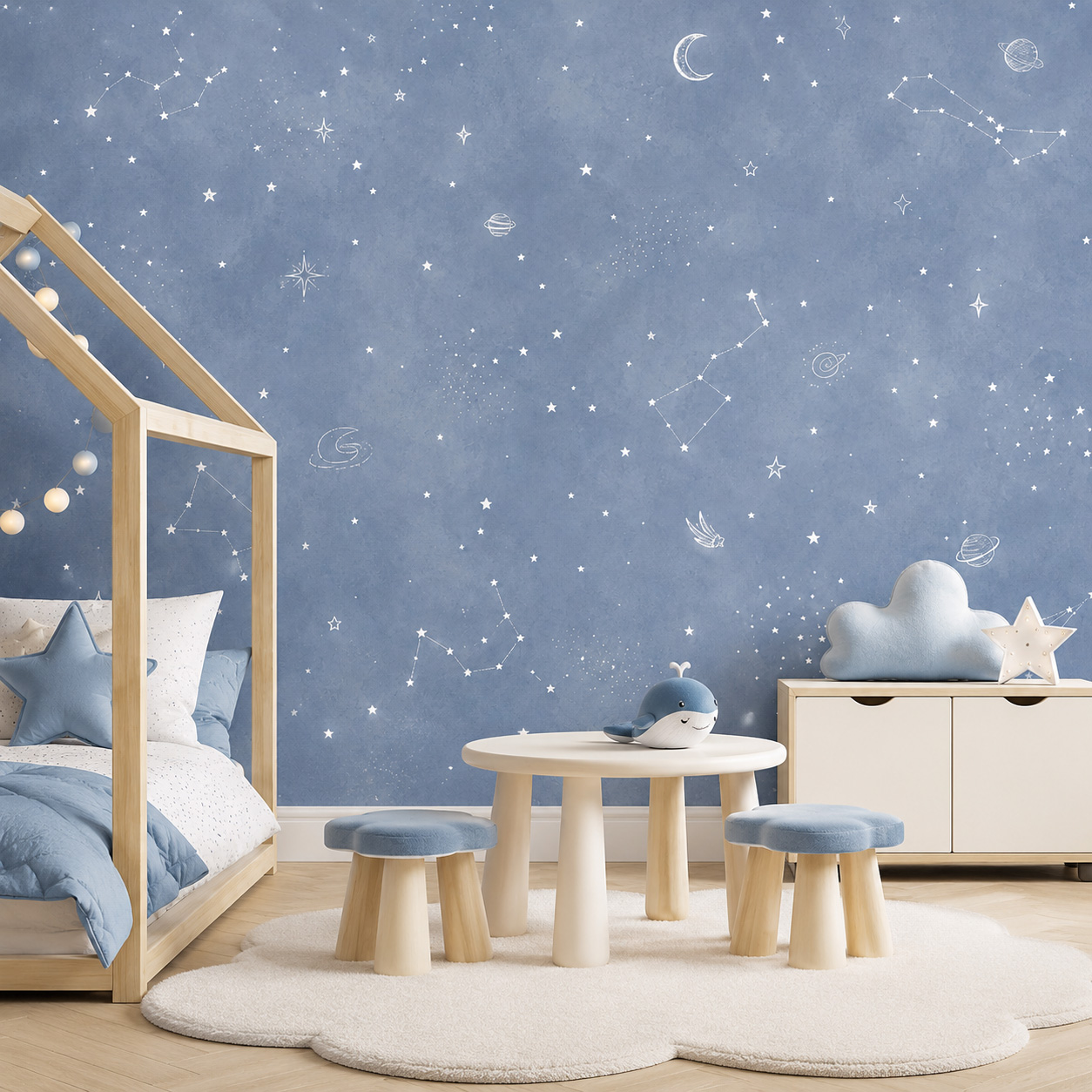 Blaue Sternenhimmel Selbstkleb – Baby Nursery Peel And Stick Wallpaper Bewertung und Preis