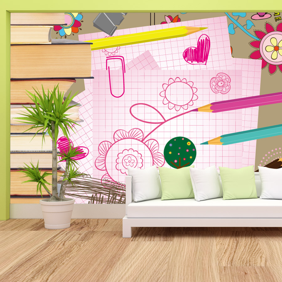 Cartoon-Bücherzeichnung, einfa – Baby Nursery Peel And Stick Wallpaper Bewertung und Preis
