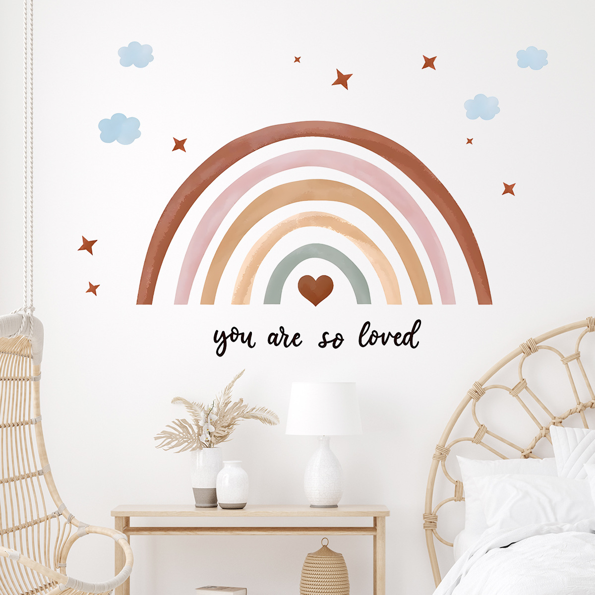 Boho-Regenbogen-Wandaufkleber  – Baby Nursery Peel And Stick Wallpaper Bewertung und Preis