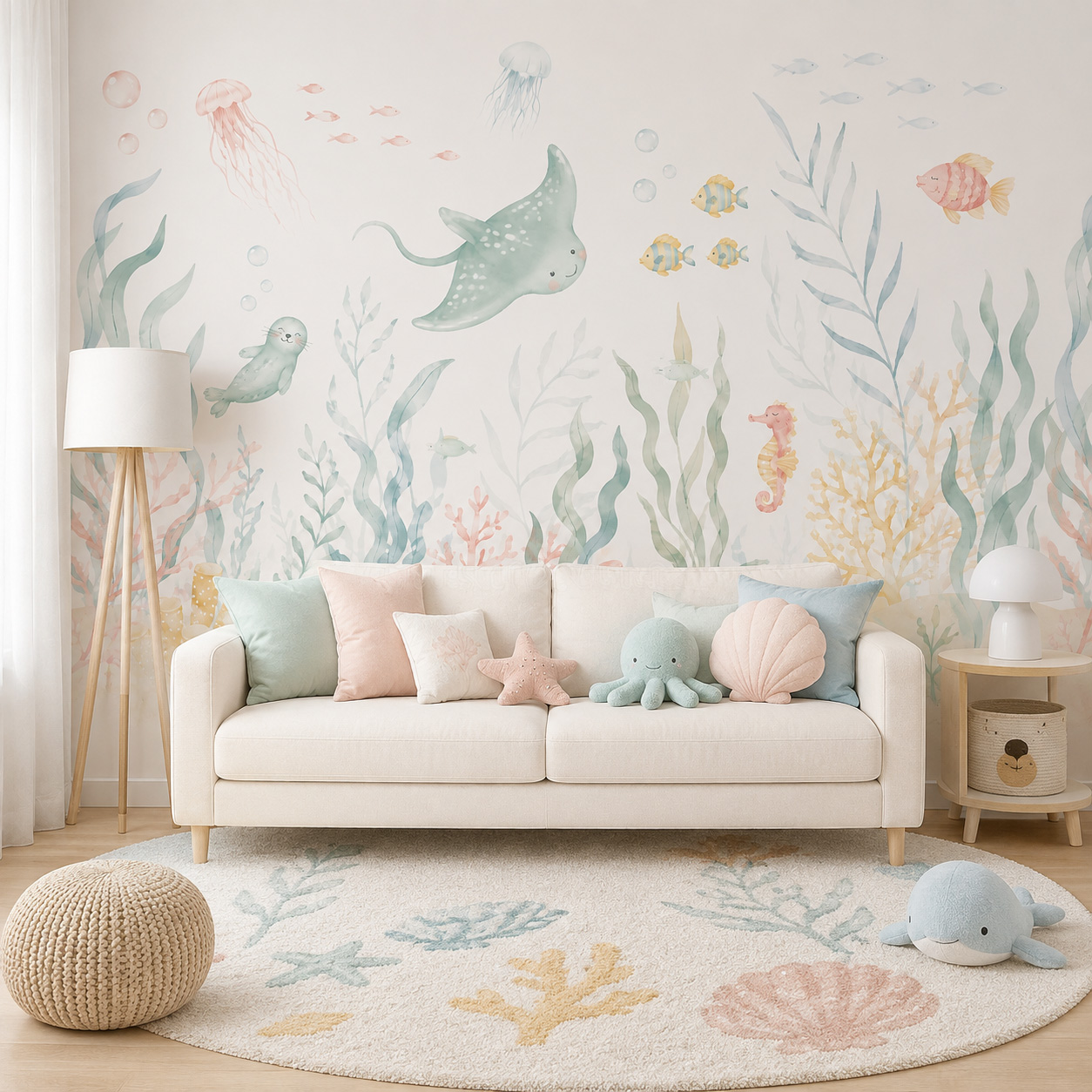 Ozean-Tier-Wandbild Selbstkleb – Baby Nursery Peel And Stick Wallpaper Bewertung und Preis